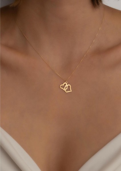 14 Ayar Altın İkiz Kalp Kolye fiyatları