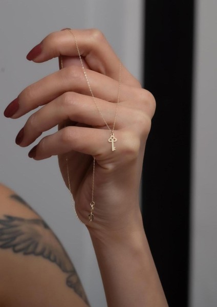 14 Ayar Altın Mini Anahtar Kolye modelleri