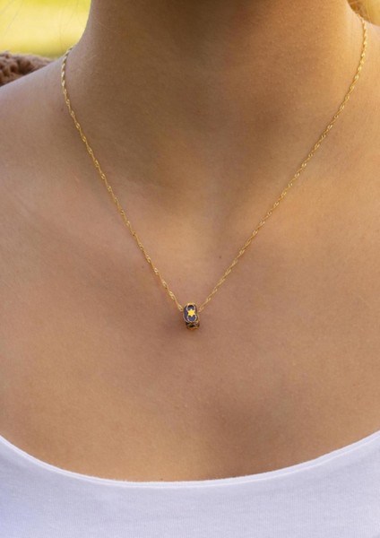 Altın Lacivert Boncuklu Kafesli Singapur Kolye modelleri