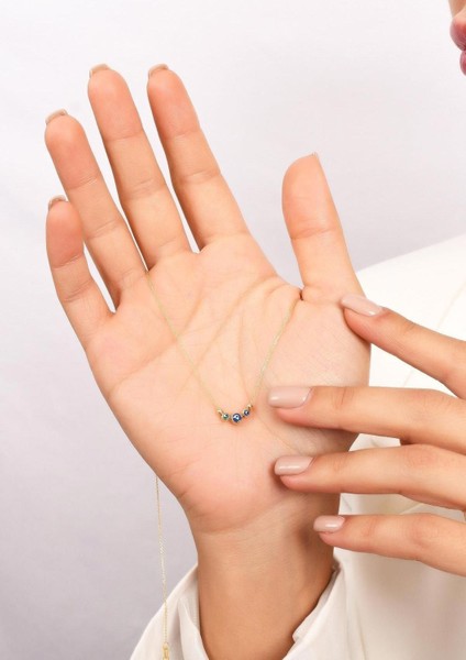 14 Ayar Altın Mini Nazar Boncuklu Kolye fırsatları