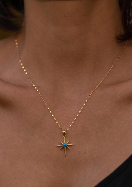 14 Ayar Altın Mavi Kuzey Yıldızı Kolye fiyatları