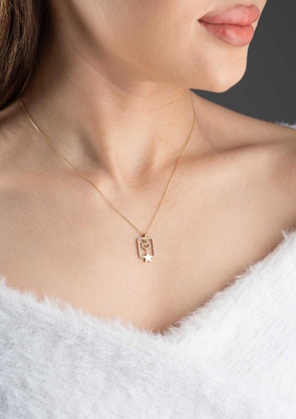 14 Ayar Altın Yıldızlı Aşk Kolye