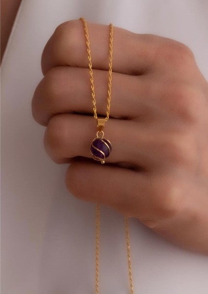 14 Ayar Altın Mor Kafesli Kolye fırsatları