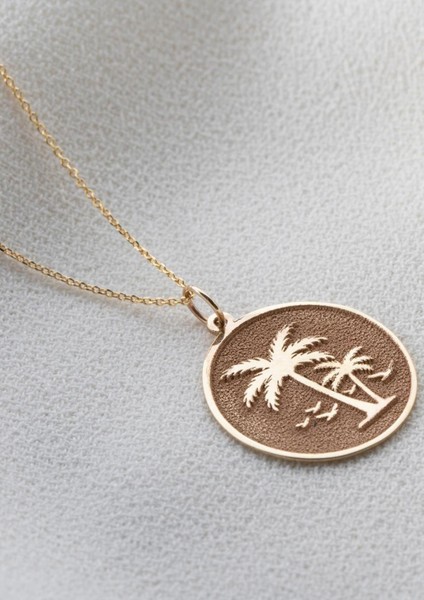 14 Ayar Altın Yuvarlak Palmiye Kolye modelleri