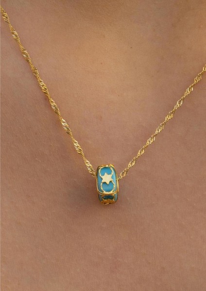 Altın Mavi Boncuklu Kafesli Singapur Kolye fiyatları