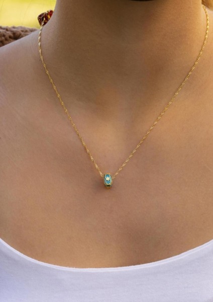 Altın Mavi Boncuklu Kafesli Singapur Kolye modelleri