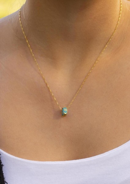 Altın Mavi Boncuklu Kafesli Singapur Kolye fırsatları