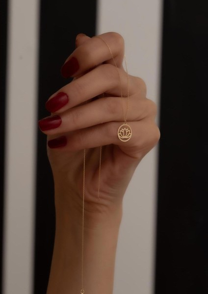14 Ayar Altın Halkalı Lotus Kolye fırsatları