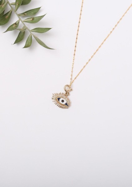 14 Ayar Altın Upea Lacivert Kirpik Göz Charm Kolye indirimleri