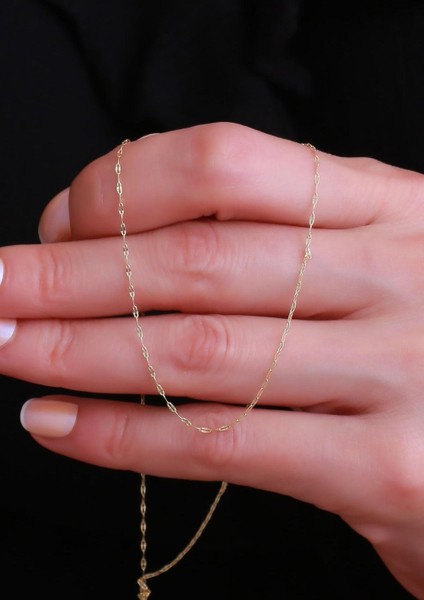 14 Ayar Altın Zarif Aynalı Zincir Kolye modelleri