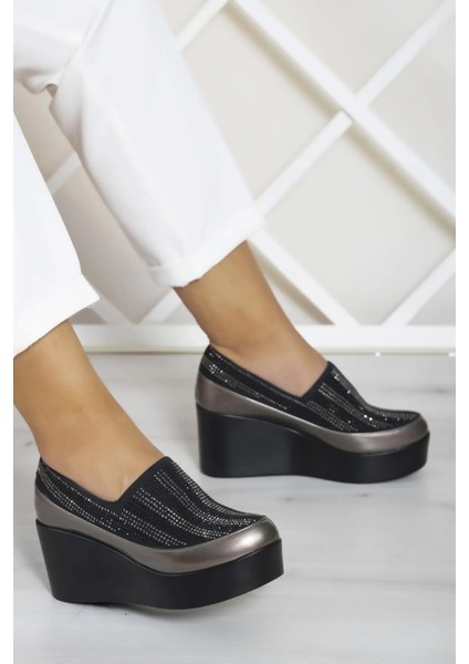 Roxana Platin Taşlı Streç Dolgu Topuklu Günlük Ayakkabı fiyatları