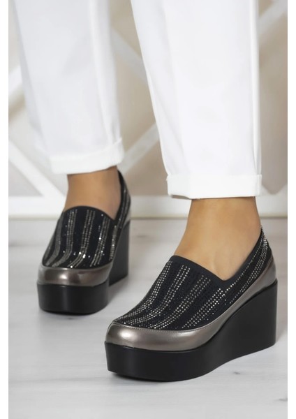 Roxana Platin Taşlı Streç Dolgu Topuklu Günlük Ayakkabı modelleri