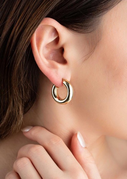 14 Ayar Altın Bombeli Halka Küpe 2.1 cm fiyatları