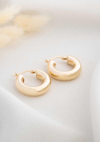 14 Ayar Altın Bombeli Halka Küpe 2.1 cm fırsatları