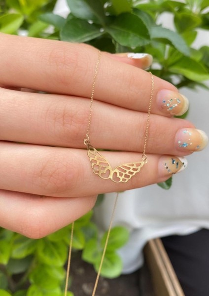 14 Ayar Altın Sevgi Kanadı Kolye