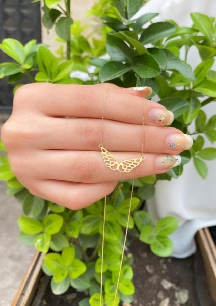 14 Ayar Altın Sevgi Kanadı Kolye modelleri