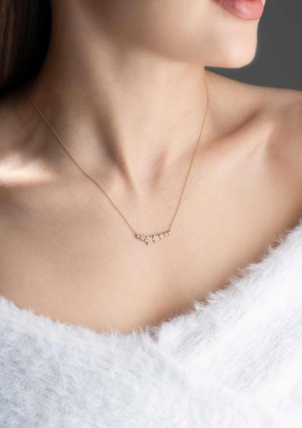 14 Ayar Altın Sıralı Yıldız Kolye