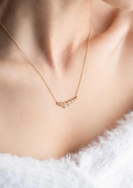 14 Ayar Altın Sıralı Yıldız Kolye modelleri