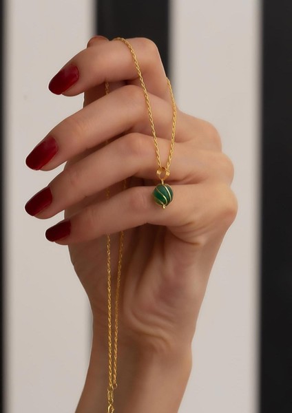 Yeşil Akik Kafesli Halat Burgu Kolye fiyatları