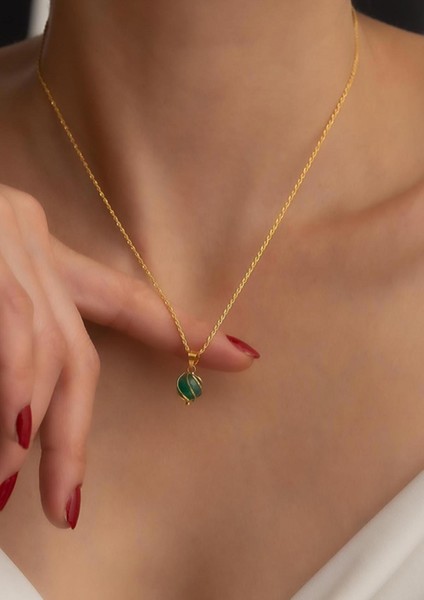 Yeşil Akik Kafesli Halat Burgu Kolye indirimleri