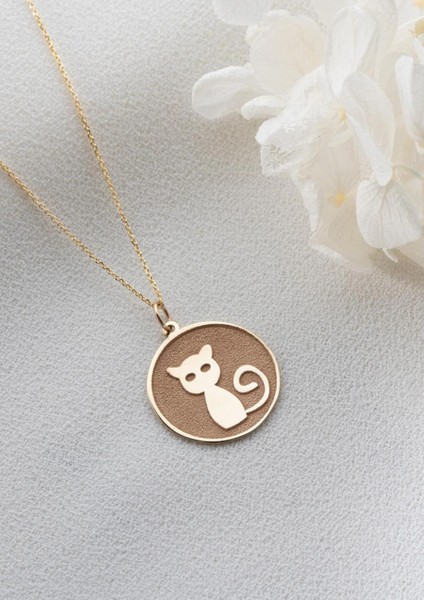 14 Ayar Altın Yuvarlak Kedi Kolye fırsatları