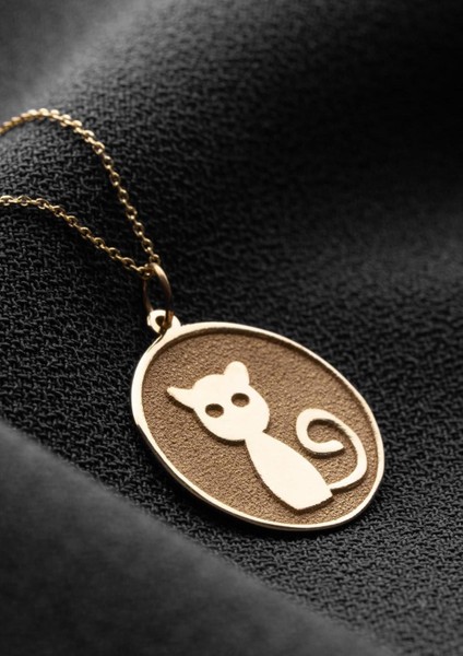 14 Ayar Altın Yuvarlak Kedi Kolye indirimleri