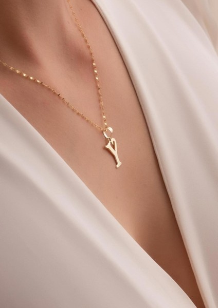 14 Ayar Altın Y Harf Şirin Kolye modelleri