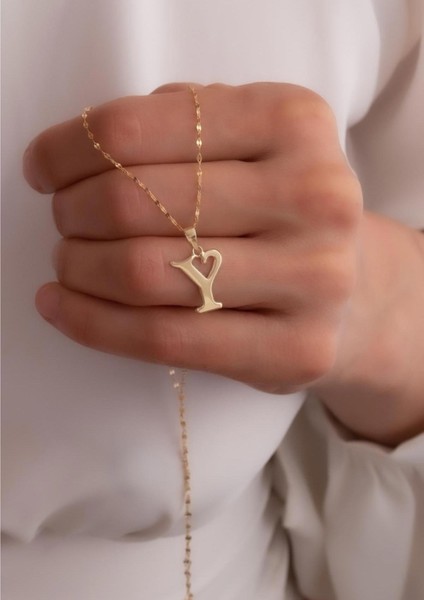 14 Ayar Altın Y Harf Şirin Kolye fırsatları