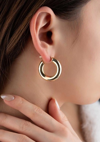 14 Ayar Altın Bombeli Halka Küpe 3.5 cm fiyatları