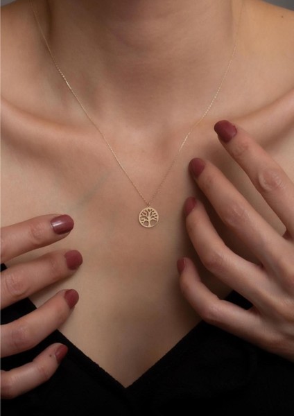 14 Ayar Altın Mini Yaşam Ağacı Kolye