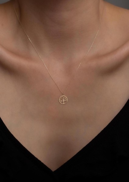 14 Ayar Altın Mini Yaşam Ağacı Kolye fırsatları