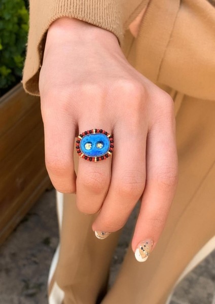 14 Ayar Altın Iki Gözlü Boncuklu Süryani Yüzük fiyatları