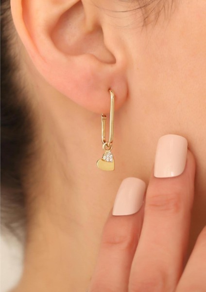 14 Ayar Altın Sallantılı Kalp Ataş Küpe fiyatları