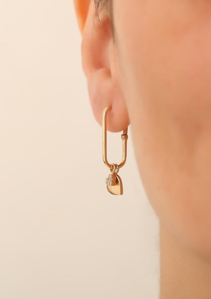 14 Ayar Altın Sallantılı Kalp Ataş Küpe modelleri