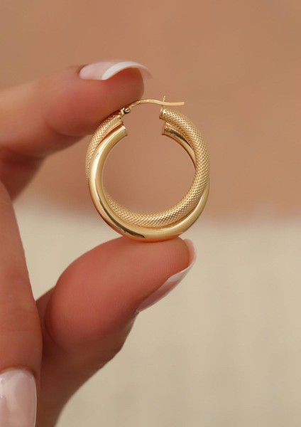 14 Ayar Altın Spiral Halka Küpe