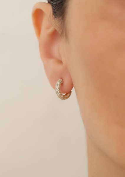 14 Ayar Altın Küçük Boy Taş Sıralı Halka Küpe fiyatları