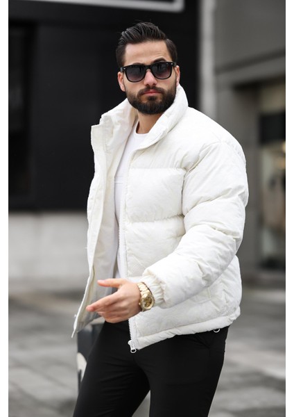 Erkek Dik Yaka Kışlık Flok Mont
