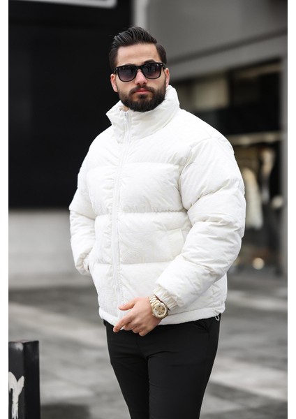 Erkek Dik Yaka Kışlık Flok Mont modelleri