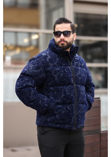 Erkek Dik Yaka Kışlık Flok Mont modelleri