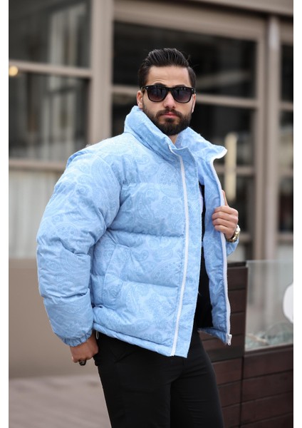 Erkek Dik Yaka Kışlık Flok Mont