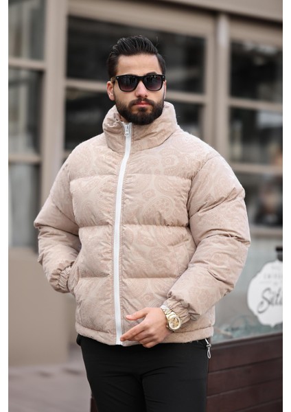 Erkek Dik Yaka Kışlık Flok Mont modelleri