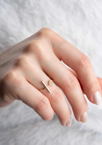 14 Ayar Altın Kalın Çizgi ve Kalp Yüzük fiyatları