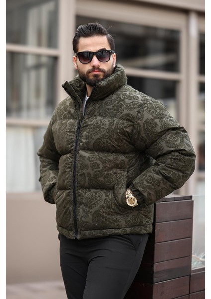 Erkek Dik Yaka Kışlık Flok Mont modelleri