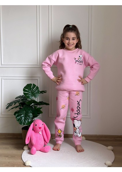 Pembe Snoopy Sonbahar Sırt Baskılı Eşofman Takımı fiyatları