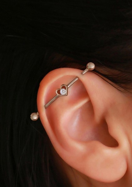 14 Ayar Altın Taşlı Kalp Helix Tragus