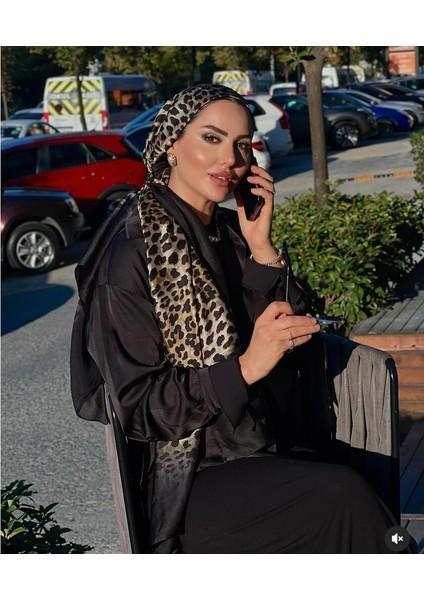 Leopar Şal Degrade Premium Vual Ipek Şal Üst Kalite