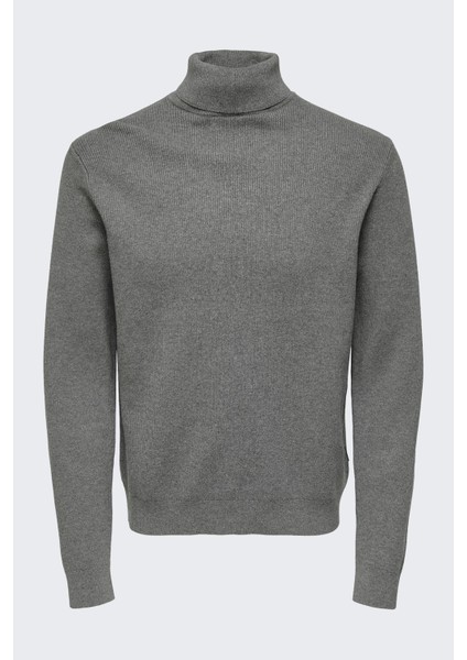 Onsphil Reg 12 Struc Roll Neck Knit Noos Erkek Gri Kazak - 22023202
