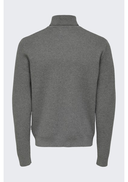 Onsphil Reg 12 Struc Roll Neck Knit Noos Erkek Gri Kazak - 22023202