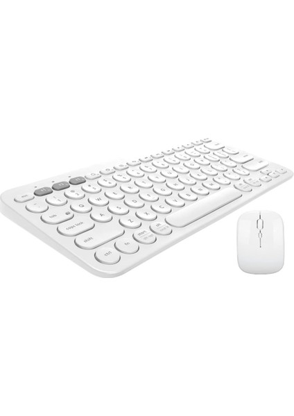 Poco Pad 12.1" Uyumlu Kablosuz Bluetooth Pilli Klavye Mouse Seti - Beyaz