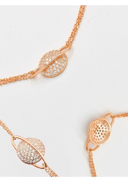 Gezegen Model Rose Renk Bayan Gümüş Bileklik